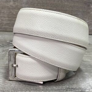 Allen Edmonds Jack Nicklaus Belt Mens 38 White Leather Signature Golf Buckle